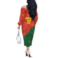 Custom Portugal Football Off The Shoulder Long Sleeve Dress Sporty Style