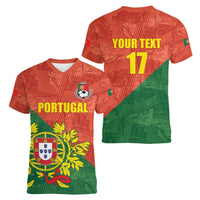 Custom Portugal Football Women V-Neck T-Shirt Sporty Style