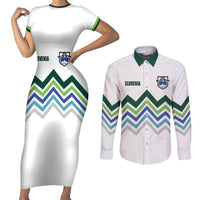 Custom Slovenia Football Couples Matching Short Sleeve Bodycon Dress and Long Sleeve Button Shirt Sporty Style