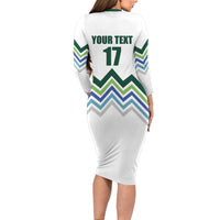 Custom Slovenia Football Long Sleeve Bodycon Dress Sporty Style