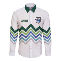 Custom Slovenia Football Long Sleeve Button Shirt Sporty Style