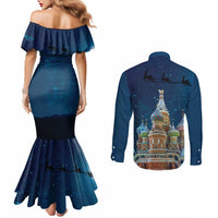 Russia Ded Moroz and Snegurochka Couples Matching Mermaid Dress and Long Sleeve Button Shirt Orthodox Christmas Slavic Mythology