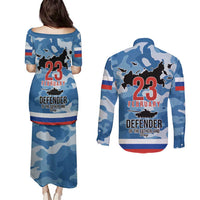 Russia Defender of the Fatherland Day Couples Matching Puletasi and Long Sleeve Button Shirt 23th February