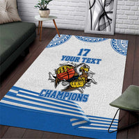 Custom Greece Basketball Champions Area Rug Sporty Style with Eagle Mascot