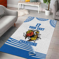 Custom Greece Basketball Champions Area Rug Sporty Style with Eagle Mascot