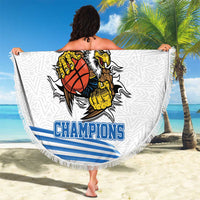 Custom Greece Basketball Champions Beach Blanket Sporty Style with Eagle Mascot