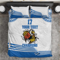 Custom Greece Basketball Champions Bedding Set Sporty Style with Eagle Mascot