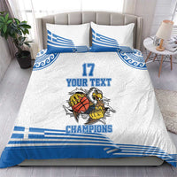 Custom Greece Basketball Champions Bedding Set Sporty Style with Eagle Mascot