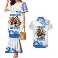 Custom Greece Basketball Champions Couples Matching Mermaid Dress and Hawaiian Shirt Sporty Style with Eagle Mascot