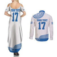 Custom Greece Basketball Champions Couples Matching Summer Maxi Dress and Long Sleeve Button Shirt Sporty Style with Eagle Mascot