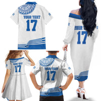 Custom Greece Basketball Champions Family Matching Off The Shoulder Long Sleeve Dress and Hawaiian Shirt Sporty Style with Eagle Mascot