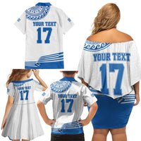 Custom Greece Basketball Champions Family Matching Off Shoulder Short Dress and Hawaiian Shirt Sporty Style with Eagle Mascot