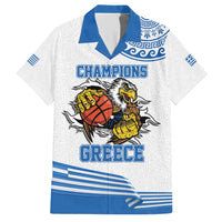 Custom Greece Basketball Champions Family Matching Short Sleeve Bodycon Dress and Hawaiian Shirt Sporty Style with Eagle Mascot