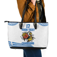Custom Greece Basketball Champions Leather Tote Bag Sporty Style with Eagle Mascot