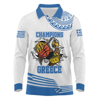 Custom Greece Basketball Champions Long Sleeve Polo Shirt Sporty Style with Eagle Mascot