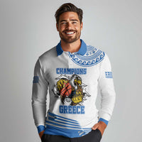 Custom Greece Basketball Champions Long Sleeve Polo Shirt Sporty Style with Eagle Mascot