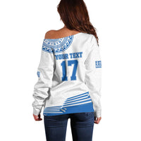 Custom Greece Basketball Champions Off Shoulder Sweater Sporty Style with Eagle Mascot
