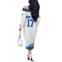 Custom Greece Basketball Champions Off The Shoulder Long Sleeve Dress Sporty Style with Eagle Mascot