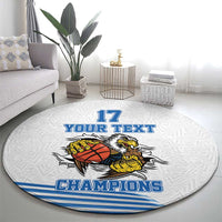 Custom Greece Basketball Champions Round Carpet Sporty Style with Eagle Mascot