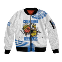 Custom Greece Basketball Champions Sleeve Zip Bomber Jacket Sporty Style with Eagle Mascot