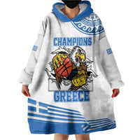 Custom Greece Basketball Champions Wearable Blanket Hoodie Sporty Style with Eagle Mascot