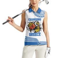 Custom Greece Basketball Champions Women Sleeveless Polo Shirt Sporty Style with Eagle Mascot