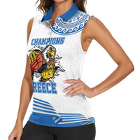Custom Greece Basketball Champions Women Sleeveless Polo Shirt Sporty Style with Eagle Mascot