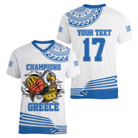 Custom Greece Basketball Champions Women V-Neck T-Shirt Sporty Style with Eagle Mascot