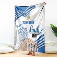 Personalized Greece Greek Independence Day Blanket Dolphin and Parthenon