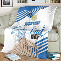 Personalized Greece Greek Independence Day Blanket Dolphin and Parthenon