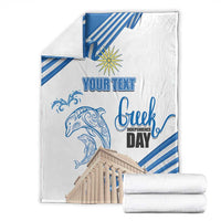 Personalized Greece Greek Independence Day Blanket Dolphin and Parthenon