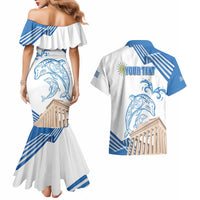 Personalized Greece Greek Independence Day Couples Matching Mermaid Dress and Hawaiian Shirt Dolphin and Parthenon