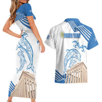 Personalized Greece Greek Independence Day Couples Matching Short Sleeve Bodycon Dress and Hawaiian Shirt Dolphin and Parthenon