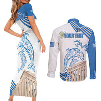 Personalized Greece Greek Independence Day Couples Matching Short Sleeve Bodycon Dress and Long Sleeve Button Shirt Dolphin and Parthenon