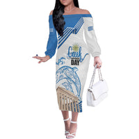 Personalized Greece Greek Independence Day Family Matching Off The Shoulder Long Sleeve Dress and Hawaiian Shirt Dolphin and Parthenon