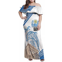 Personalized Greece Greek Independence Day Family Matching Off Shoulder Maxi Dress and Hawaiian Shirt Dolphin and Parthenon