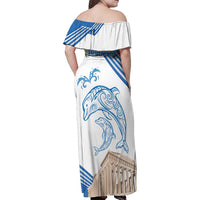 Personalized Greece Greek Independence Day Family Matching Off Shoulder Maxi Dress and Hawaiian Shirt Dolphin and Parthenon