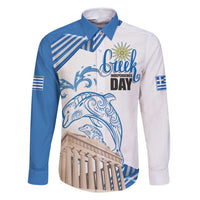 Personalized Greece Greek Independence Day Family Matching Summer Maxi Dress and Hawaiian Shirt Dolphin and Parthenon