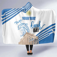 Personalized Greece Greek Independence Day Hooded Blanket Dolphin and Parthenon