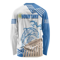 Personalized Greece Greek Independence Day Long Sleeve Shirt Dolphin and Parthenon