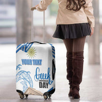 Personalized Greece Greek Independence Day Luggage Cover Dolphin and Parthenon