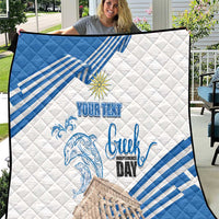 Personalized Greece Greek Independence Day Quilt Dolphin and Parthenon