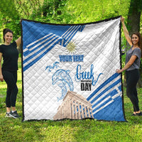 Personalized Greece Greek Independence Day Quilt Dolphin and Parthenon