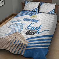 Personalized Greece Greek Independence Day Quilt Bed Set Dolphin and Parthenon