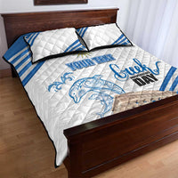 Personalized Greece Greek Independence Day Quilt Bed Set Dolphin and Parthenon