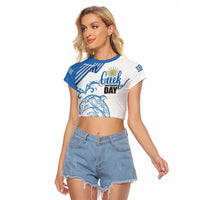 Personalized Greece Greek Independence Day Raglan Cropped T Shirt Dolphin and Parthenon