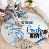 Personalized Greece Greek Independence Day Round Carpet Dolphin and Parthenon