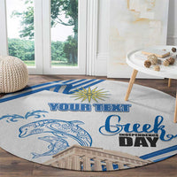 Personalized Greece Greek Independence Day Round Carpet Dolphin and Parthenon