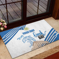 Personalized Greece Greek Independence Day Rubber Doormat Dolphin and Parthenon