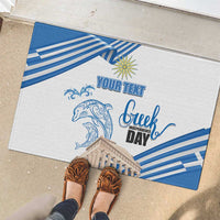 Personalized Greece Greek Independence Day Rubber Doormat Dolphin and Parthenon